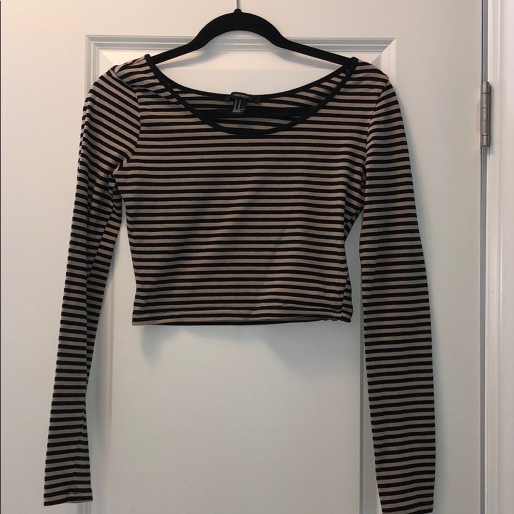 Striped Long Sleeve Crop Top